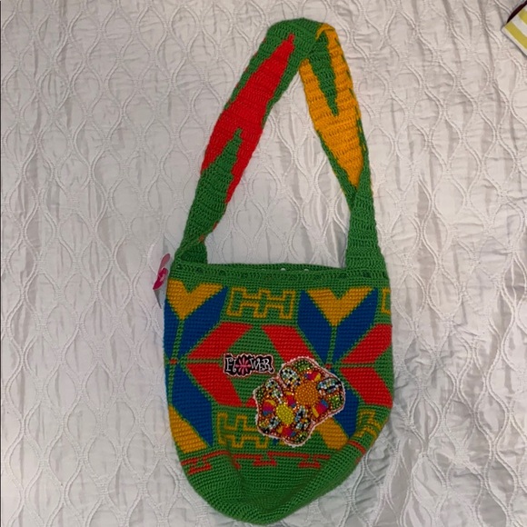 Embroidered and knitted side purse handmade - Picture 1 of 4